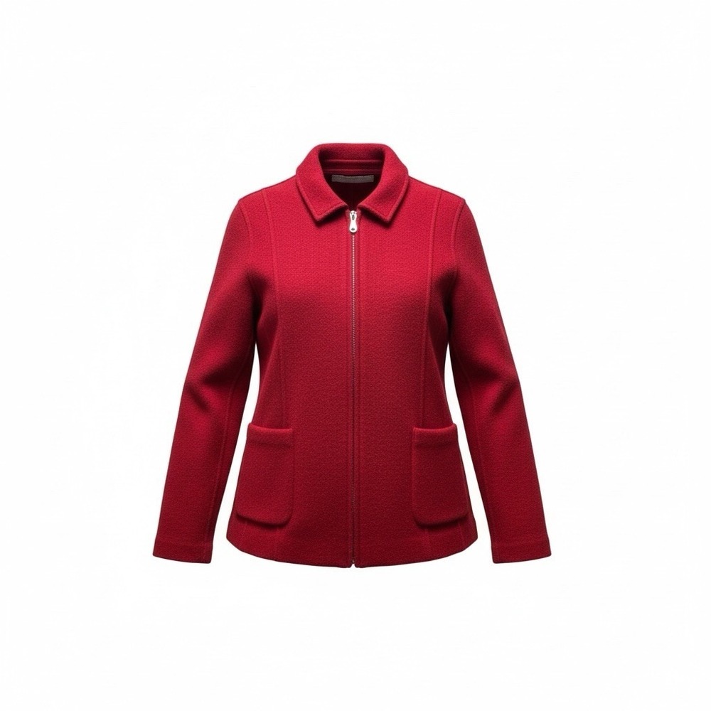 Marconi 100% Wool Full Zip Red Small Preppy Classic Old Money Quiet Luxury‎